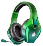 PHOINIKAS Wireless Gaming Headset for PS4 PS5 PC Switch, Wireless Gaming Over Ear Headphones with Detachable Noise Canceling Mic, 7.1 Stereo Sound, Only 3.5mm Wired Mode for XboxSeires -Dazzle Green