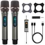 DIGIMORE Dual UHF Wireless Mic System | Cardioid Polar Pattern, Noise-Reduction Coil, <5ms Latency, 200ft Wireless Range, 10H Battery | Crystal-Clear Vocals | Ideal for Stage Shows & Events (D-350)