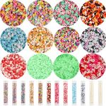 Briartw 12 Style Polymer Clay Embellishments with Clear Storage Tube for Shaker Cards,280g Confetti Resin Clay Sprinkles Decoration Scrapbooking Nail Art DIY Crafts Cake Phone Case