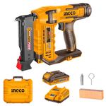 INGCO 20V Cordless Electric Pin Nailer, 23 Gauge, 3 Nails/s, 3/8" to 1-3/8" Nails with 1Pcs 2.0Ah Battery and 1Pcs Charger CBNLI3606