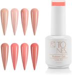 Tones Professional Rubber Gel for Nail Reinforcement, Flexible Self-Leveling Formula, UV LED Soak-Off, No Shrinking or Lifting (8 Colors x 15 ml, En Pointe)