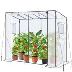 Ohuhu Walk In Greenhouse for Outdoors, Portable Heavy-Duty Tomato Greenhouse with Stable Frame, Reinforced PE Cover & Roll-Up Door, Plastic Green House for Backyard Garden, White 200x77x170 cm