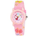 Venhoo Kids Watches 3D Cartoon Waterproof Silicone Children Wrist Watch Child Gifts for 3-10 Little Girls Boys Child-Track, Pink Butterfly, 3D-86014