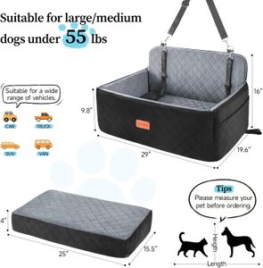 HEGGCOOE Dog Car Seat – Black/Grey Pet Booster for Cars