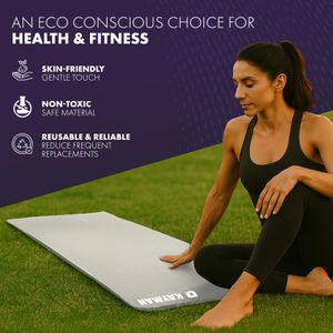 KAYMAN Large Yoga Mat – Grey, Extra Thick Non-Slip Fitness Mat