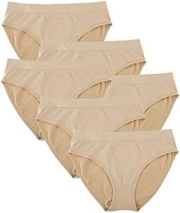 Balanced Tech Women's Classic Seamless Hipster Brief Bikini Panties 6-Pack, Nude, X-Small