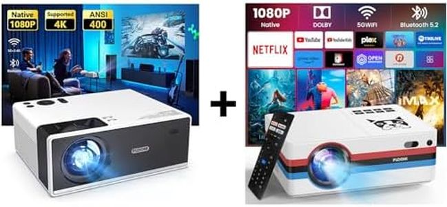 FUDONI P3 Bluetooth Projector and S1 Netflix Projector, Outdoor Movie Projector with WiFi and Bluetooth Native 1080P 4K Supported