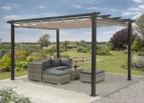 GDS Pergola 4m x 3m or 3m x 3m Garden Shade Gazebo Weather Proof, Aluminium, Garden Patio Structure With Winter Protective Cover Included (4m x 3m),Grey