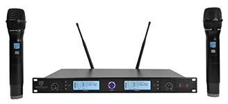 Rockville 200 Channel UHF Wireless Dual Handheld Microphone Mic System (rwm3300ua)