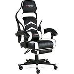 GTFORCE TURBO RECLINING SPORTS RACING GAMING OFFICE DESK PC CAR FAUX LEATHER CHAIR (White)