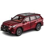 Invite Enterprise 1:24 Crown Kluger SUV Metal Diecast Alloy Car Model Simulation Toyota Off Road Vehicle with Sound Light Collectibles Kids Birthday Gifts(Red)