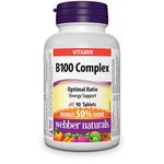 Webber Naturals Vitamin B100 Complex, 90 Tablets, Supports Energy Production and Metabolism, Vegan