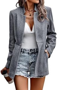 Jhsnjnr Vestes ouvertes sur le devant pour femme, style décontracté, pour affaires, bureau, cardigan, blazers, manches longues, col montant, manteaux d'extérieur, Noir , S