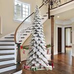 Xmas 12ft Pre-Lit Flocked Layered S