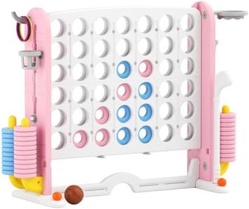 KORIMEFA Giant 4-in-a-Row Game - 4 to Score Jumbo Yard Game Family Game Set for Kids Adults, Height Adjustable with Golf Accessory, Pink