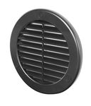 Awenta Plastic Air Vent Grille Cover 100 mm 4 inch, Black with Insect Grid Fly Net, Screw Hole Covers for Better Look