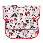 Bumkins Disney Short Sleeve Bib for Girl or Boy, Toddler and Kids for 1-3 Years, Large Size, Essential Must Have for Junior Children, Eating, Mess Saving Soft Fabric Apron for Play, Minnie Mouse