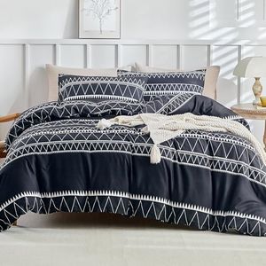 Tokokimo Funda Nórdica Cama 150, Funda Nórdica cama135, Funda Edredon 230x200 con Bohemio Patrón Microfibra 3 Piezas Compuesto por 1 Funda Nórdica 230x220 + 2 Fundas de Almohada 50x75, Negro