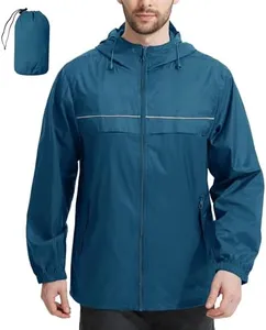 SWISSWELL Rain Jacket Men Waterproof Windbreaker, Lightweight Hooded Raincoat for Daily Casual