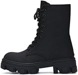 Cape Robbin Chrisley Combat Boots for Women - Black Platform Boots Lace Up High Tops, Ankle Booties for Women - Black Size 10