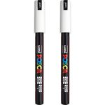 Posca PC-1MR Paint Marker Art Pens - 0.7mm Nib - White Ink - Pack of 2