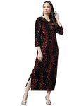 Cottinfab Women Black & Red Embellished Sheath Maxi Dress Ankle Length