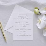 Ginger Ray White Textured Wedding Evening Reception Party Invitations with Envelopes 10 Pack, 17.7 x 12.7 cm