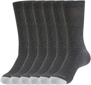 WANDER Men's Cushion Crew Socks 6-Pack Running Socks Men Cotton Athletic Sport Work Shoes Drak Grey 6-9