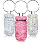 3 Pieces Bling Portable Pill Container Keychain Pill Bottle Case Waterproof Travel Pill Holder Storage with Keychain for Outdoor Camping Traveling