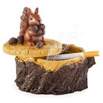 Grovind Outdoor Ashtrays for Cigarettes Cute Resin Squirrel Ashtray with Lid for Home and Garden