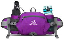 Waterfly Hiking Waist Pack Bum Bag Waist Bag with Bottle Holder Running Bag for Camping Climbing Travel Cycling and Dog Walking Purple