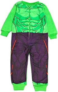 Marvel Increíble Hulk - Mameluco de forro polar para niños o niñas, pijama todo en uno, diseño de Vengadores, color verde, de 2 a 6 años, verde, 4-5 Years
