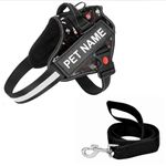 Berlin's Personalized Dog Harness with Pet Name & Phone Number, No Pull Dog Vest,Escape Proof Reflective Dog Harness, Custom Patches with Hook Backing (Printed Black, XL (36Kg Above))