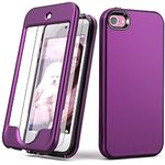 Yamink for iPod Touch 7 Case with Screen Protector,for iPod Touch 6 Case,for iPod Touch 5 Case, Lightweight Full Body Heavy Duty Protection Soft TPU Hard PC Bumper Protective Sturdy Cover,Dark Purple