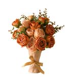 NAWEIDA Artificial Flowers in Vase,Fake Rose Flowers with Vase,Faux Flower Arrangement with Vase for Home Office Decoration, Dining Table Centerpiece