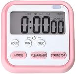 YOMITH Digital Magnetic Timer Count-Down & Stopwatch, with Large LCD Display and Loud Alarm, Flashing Light, Back Stand, Hanging Hole for Cooking, School, Sport, Study, Game (Pack of 1, Pink)