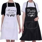 Mommy and Daddy Est 2024 Aprons New Parents Gifts New Mommy Daddy Gifts Pregnancy Gifts for First Time Parents Kitchen Aprons (mom and dad 2024 apron)