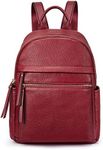 Kattee Genuine Leather Backpack Purse for Women Multi-functional Elegant Daypack Soft Leather Shoulder Bag Shopping Trip, Medium, Wine Red