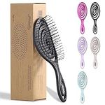 Ninabella Mini Spiral Brush - Wet Hair Brush Detangler for Women - Pro Shower for Curly or Thick Hair - Small Travel Detangling Vent Hairbrushes - Black