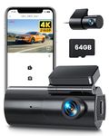 GKU 4K Dash Cam Front and Rear WiFi Dashcam with 64GB SD Card, Dual Car Camera Dash Cam with Parking Monitor, Night Vision, WDR, 170° Wide Angle, G-Sensor, Loop Recording, APP Control, Max 256GB -D600