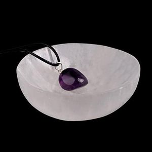 Selenite Bowl with Amethyst Necklace – 4" Selenite Crystal Bowl – Mined & Crafted in Morocco – Ideal for Cleansing & Recharging Crystals & Healing Stones - Protection Crystals - Spiritual Gift & Decor