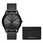 Michael Kors Men's Slim Runway Black Stainless Steel Mesh Men's Watch and Wallet Gift Set (Model: MK1085SET)