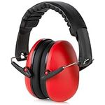 Hearing Protection and Noise Reduction Earmuffs - Lightweight, Adjustable and Foldable NRR 20dB Safety Ear Protection for Shooting, Heavy Machinery Work and Hunting Fits Adults and Kids, Red