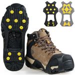 Ice Grips Cleats 11 Studs Snow Traction Cleats Crampons for Shoe and Boots Non-Slip Overshoe for Walking on Snow and Ice Rubber Walking Cleats Anti Slip Crampons (L)