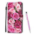 MadBee Compatible with iPhone 6S Plus/iPhone 6 Plus Case 5.5 Inch, Full Body Colorful Pattern Design Flip Magnetic Detachable PU Leather Wallet Case Cover for iPhone 6S Plus / 6 Plus (Rose B)