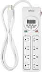 BN-LINK 8 Outlet Surge Protector with 7-Day Digital Timer (4 Outlets Timed, 4 Outlets Always On) - White