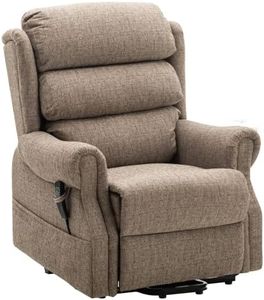 Salisbury Dual Motor Riser Recliner Arm Chair In Lisbon Mocha Fabric with Free 5 Year Warranty