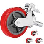 OrangeA Scaffolding Casters 8 X 2 Inch Scaffolding Polyurethane Wheel Set of 4 Scaffolding Caster Plastic Core PU Wheel Brake Lock Heavy Duty