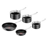 Jamie Oliver by Tefal Cook's Direct Hard Anodised Induction 5-Piece Cookware Set, Non-Stick Coating, Safe Non-Stick Cookware, Heat Indicator, Induction Pan E017S555