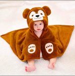 PANDAORIGINALS Baby Towel Bathrobe Hooded Blanket Wrapper | Hooded Towel for New Born | Hooded Bath Towel | Hooded Sleeping Bag| Baby Product | Baby Towel for 1-2 Years | Blanket For Kids (Brown Monkey)